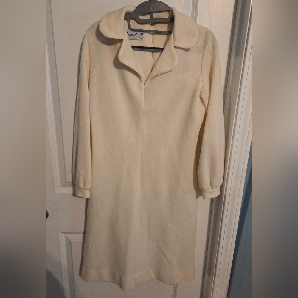 Vintage Bleeker Street  Cream Long Sleeve Women's Dress